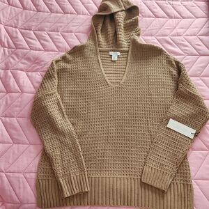 NWT - Rachel Zoe - Women's - V-Neck - Brown Chunky Knit Hooded Sweater